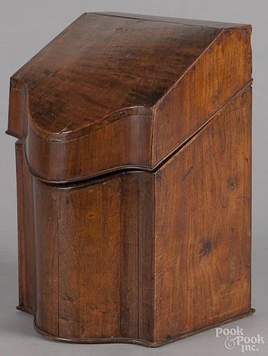 George III mahogany knife box, early 19th c., 13 1/2'' h., 9'' w.