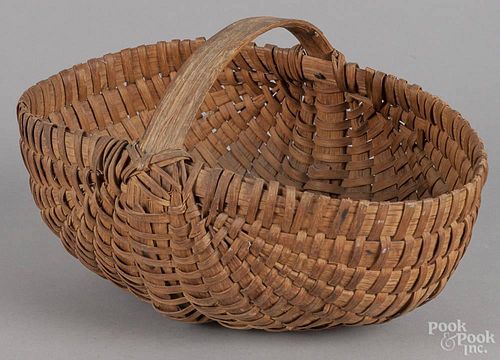 Three splint melon baskets, 19th c., together with a splint egg basket, tallest - 11 1/4''.