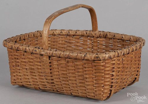 Splint gathering basket, 19th c., 11'' h., 18'' w.
