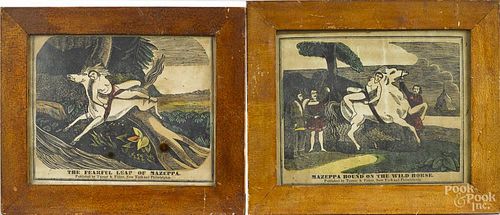 Two Turner & Fisher, New York and Philadelphia, illuminated lithographs of Mazeppa, 4 1/2'' x 5 1/2''.