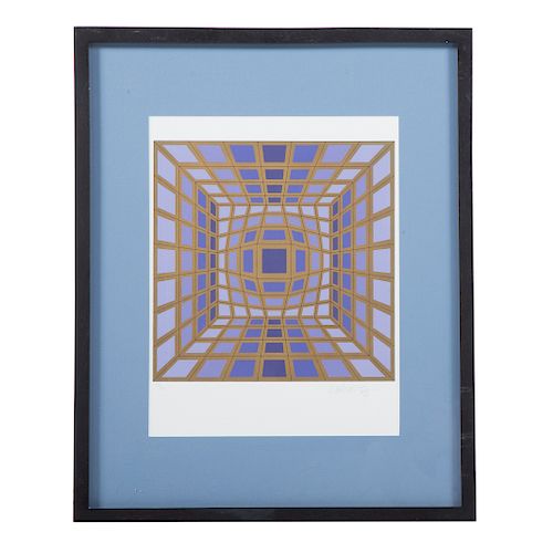 Victor Vasarely. Lavender and Gold Op-Art