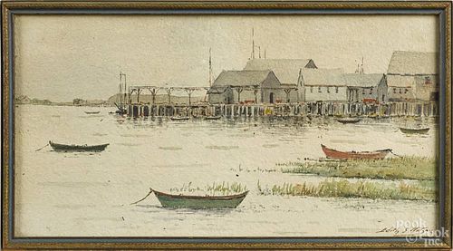 Edith Sarah Watson (American 1861-1943), watercolor harbor scene, signed lower right, 6'' x 11 1/2''.