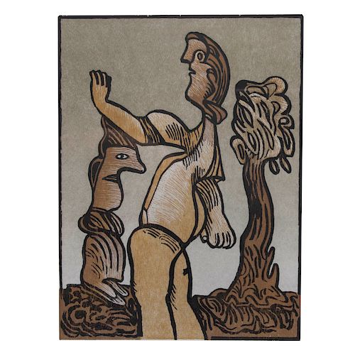 JOSÉ LUIS CUEVAS, Sin título.De la carpeta Suite Sobre la Vida. Xilografía, LVIX/LX, Firmada y fechada 05. 35 x 26 cm