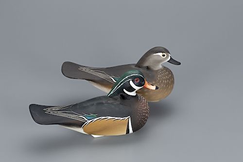 Wood Duck Pair of Decoys, Charlie "Speed" Joiner (1921-2015)