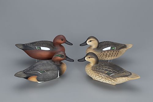 Two Pairs of Teal Decoys, Charlie "Speed" Joiner (1921-2015)