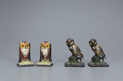 Two Sets of Owl Bookends 