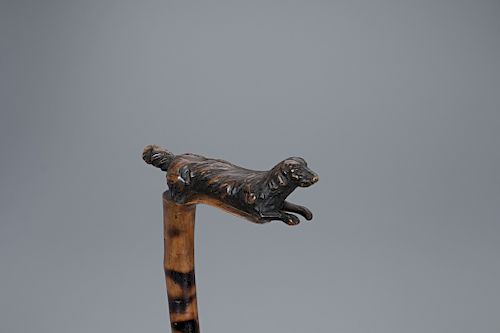 Cane with Running Retriever on Handle