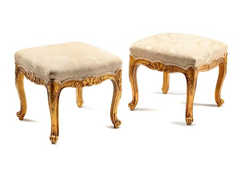 A Pair of Louis XV Style Giltwood Benches