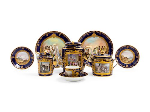 A Napoleonic Sèvres Style Porcelain Luncheon Service