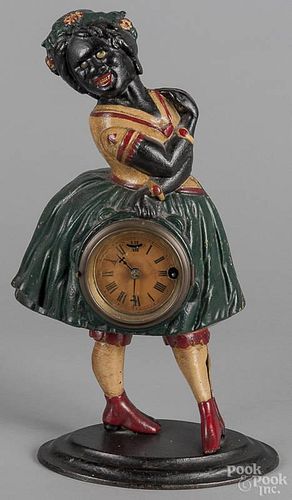 Topsey cast iron blinking eye clock, ca. 1900, 16 1/2'' h.