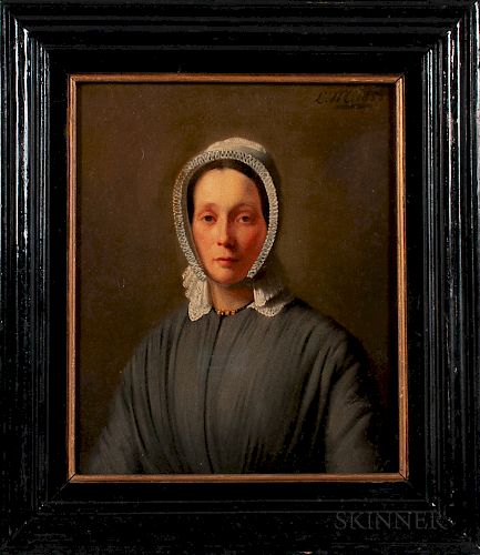 Continental School, 19th Century  Bust-length Portrait of a Woman in a White Lace Cap