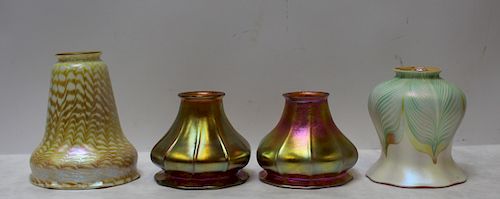 Lot of 4 Antique Art Glass Shades.