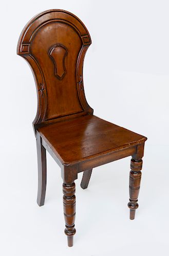 English Carved Mahogany Hall Chair