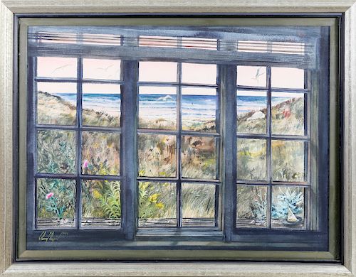 C. Robert Perrin Watercolor on Paper "View of the Dunes Through a Window"