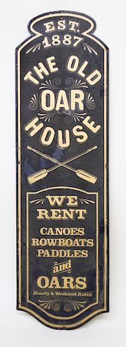 Antique Sign "The Old Oar House - We Rent Canoes, Paddles and Oars - Hourly and Weekend Rates"