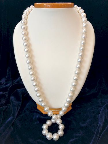 Fine Opera Length White South Sea Pearl Necklace