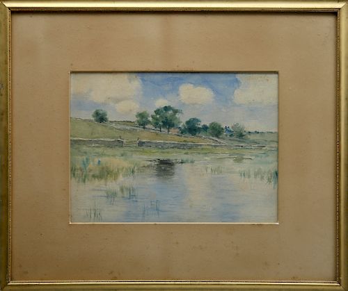 Charles Warren Eaton Watercolor, Massachusetts Farm Landscape