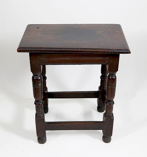 English William and Mary Oak and Elm Joint Stool