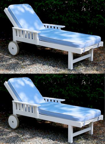 Pair of Weatherend White Epoxy Painted Chaise Lounges
