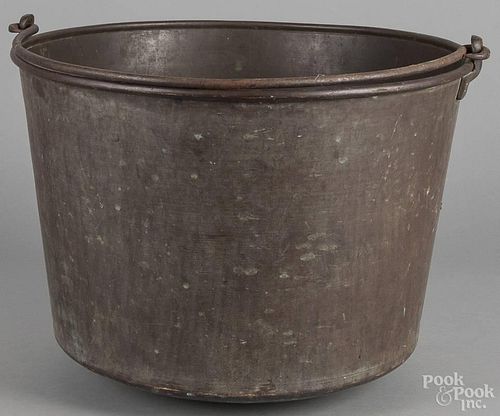 Hiram Hayden, Waterbury, Connecticut, copper apple butter kettle, 19th c., stamped on the base