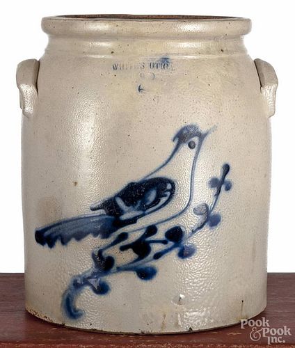 New York two-gallon stoneware crock, 19th c., impressed White's Utica