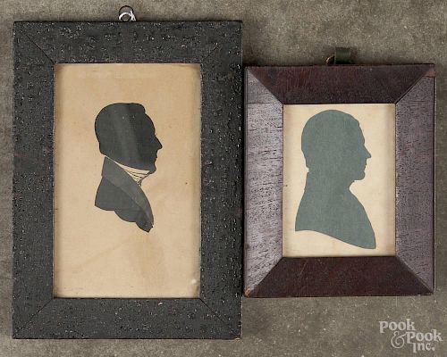 Two miniature silhouettes of gentlemen, early 19th c., 3 1/2'' x 2 1/2'' and 5 1/4'' x 3 1/4''.
