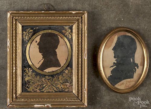 Two miniature silhouettes, one dated 1796, 4'' x 3'', the larger bearing a Philadelphia label
