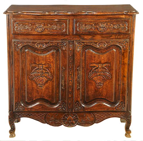 Provencial Louis XV Style Carved Oak Server