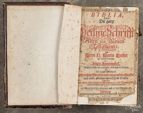 Biblia, German Martin Luther Bible, published in Nuremberg, 1717