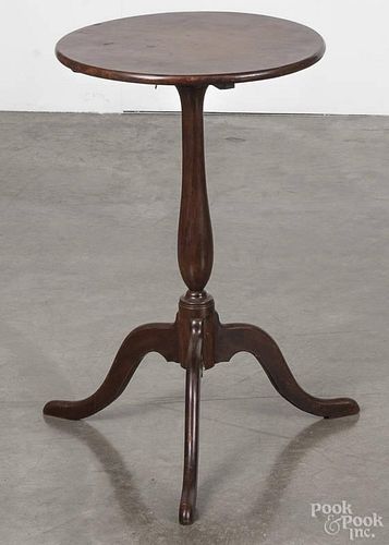 New England cherry and maple candlestand, 19th c., possibly Shaker, 25 1/2'' h., 15 1/2'' dia.