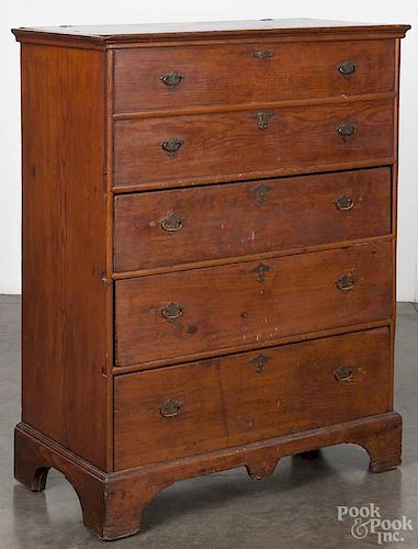 New England pine mule chest, 19th c., 46'' h., 36'' w.