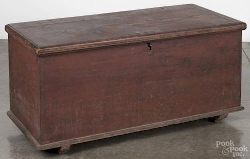 Hard pine painted blanket chest, initialed LB and dated 1790, probably Southern