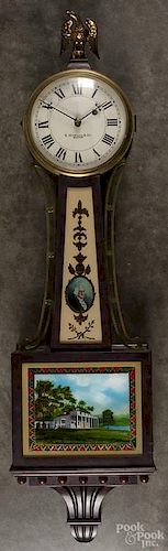 E. Howard banjo clock, early 20th c., with George Washington and Mount Vernon tablets, 40'' h.