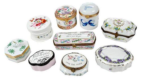 Nine Small Porcelain Ring Boxes