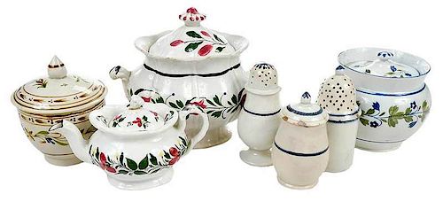 Seven Pieces English Staffordshire Pottery