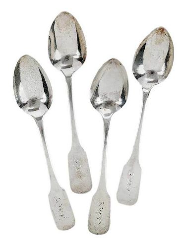 Four Miniature William Ewan Coin Silver Spoons