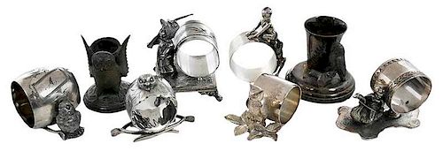 Eight Silver Plate Napkin Rings/Toothpick Holders