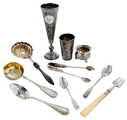 28 Pieces Silver Flatware and Hollowware