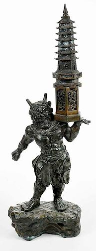 Chinese Bronze Figural Table Lamp