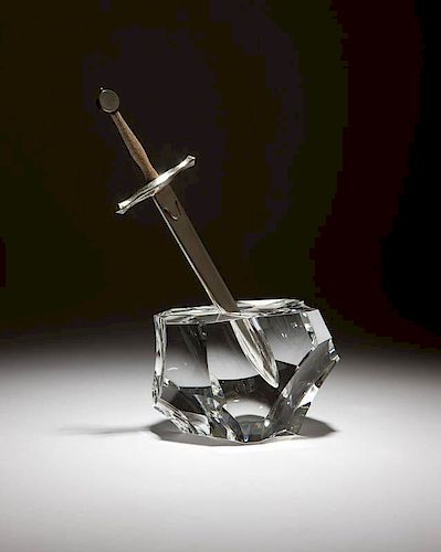 A Steuben ''Excalibur'' paperweight & paper knife