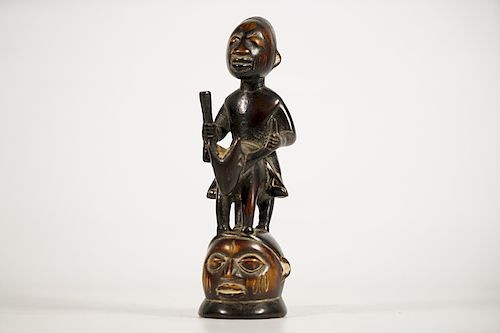 Small Yoruba Gelede Fantasy Figure Riding Animal 9"