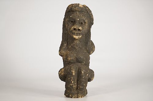 Encrusted Kissi Stone or Clay Female Figure 9"