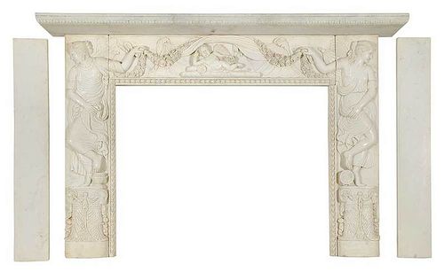 Neoclassical Carrara Marble Fireplace Surround