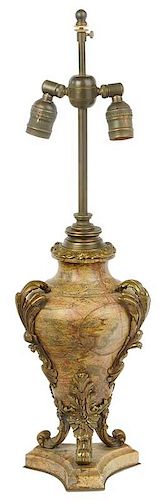 Louis XV Style Gilt Bronze Mounted Marble Lamp