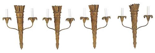 Set Four Carved and Gilt Classical Style˜Sconces