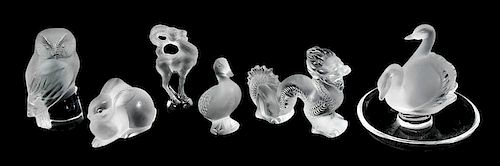 Group of Six Lalique Animals