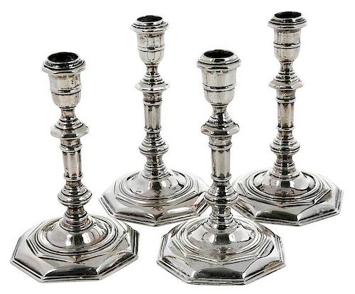Set of Four George I Irish Silver Candlesticks