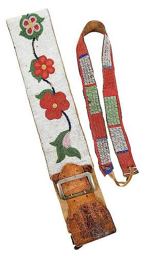 Two Fully Beaded Native American Belts