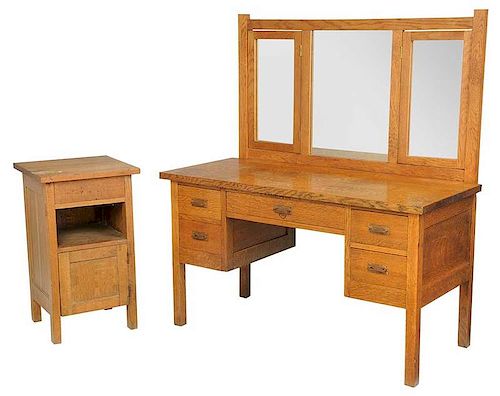 Roycroft Arts and Crafts Dresser, Bedside Table