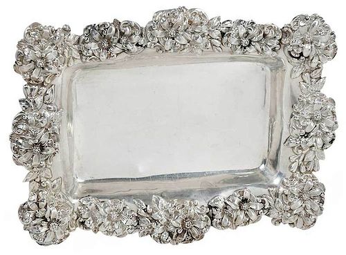 Sterling Floral Rim Footed Tray
